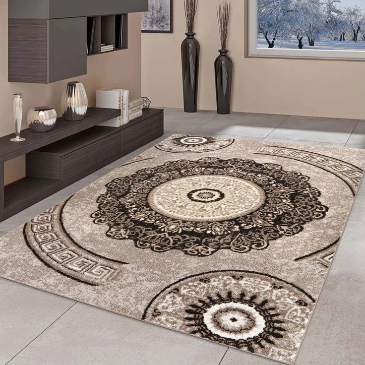 TaraCarpet Teppich Moderner Teppich Aragon 77 Oriental, rechteckig, Höhe: 13 mm, Designer Oriental braun Wohnzimmer Schlafzimmer Esszimmer 080X150 cm – Bild 1