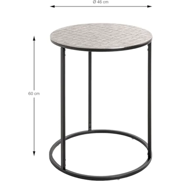XXXL Beistelltisch, Metall, rund, Schwarz und Silber, 46x60x46 cm für Wohnzimmer – Bild 3