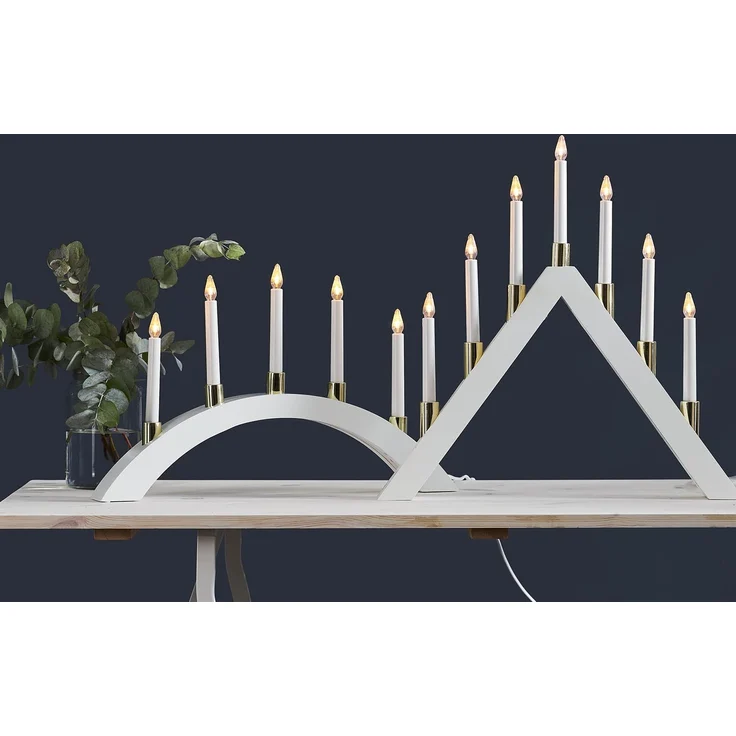 LED Lichterbogen ,Halla', Holz, 5 Kerzen, weiß, rund – Bild 3