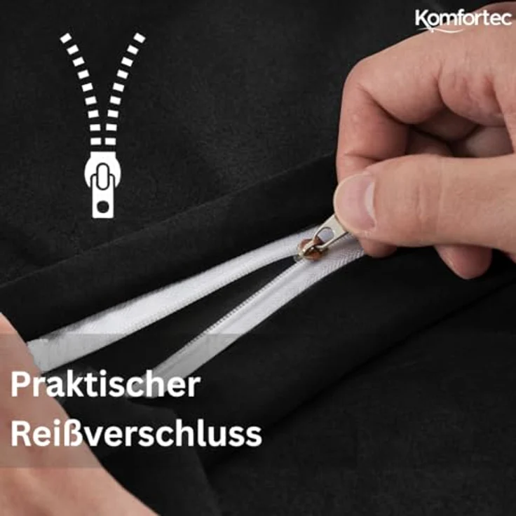 Komfortec Kissenbezug 80x80 cm 2er Set aus Gebürstet Mikrofaser mit Reißverschluss, Atmungskativ und Weich – Schwarz – Bild 4