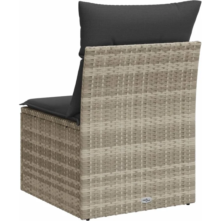 vidaXL Gartensofa ohne Armlehnen mit Kissen Hellgrau Poly Rattan 366174 – Bild 5