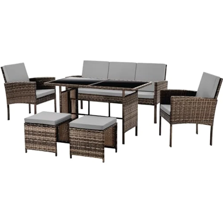 SVITA Gartenlounge-Set DENVER, (Gartenmöbel-Set), Essgruppe, Rattan, Inkl. Kissen – Bild 2
