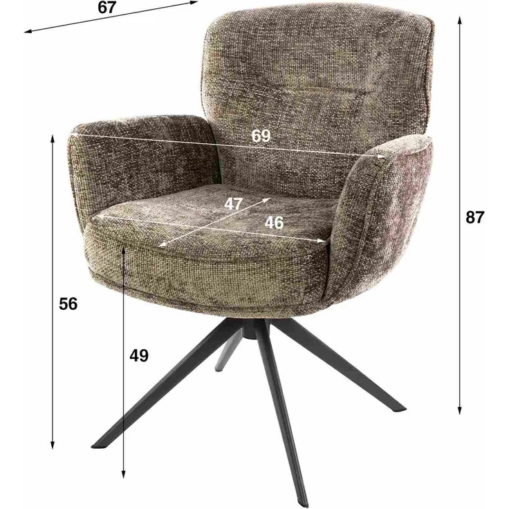 Armstuhl Azora 2er-Set mit Drehfunktion mit Chenille-Bezug, Taupe – Bild 7
