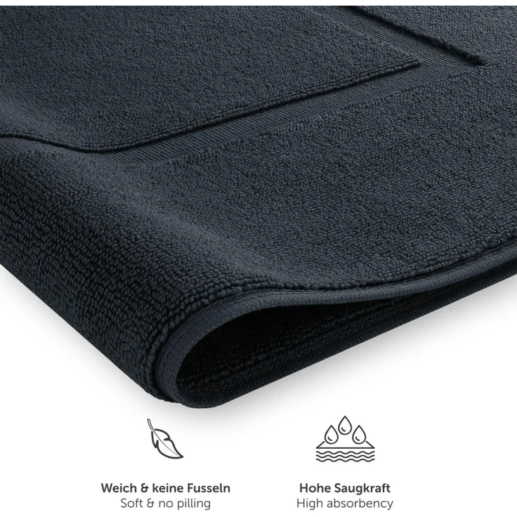 Blumtal Badematte Premium Frottier, schnell trocknend, strapazierfähig, Baumwolle, Rechteckig, 1. St, waschbarer Badvorleger 50x80cm, saugstark & weich – Bild 4