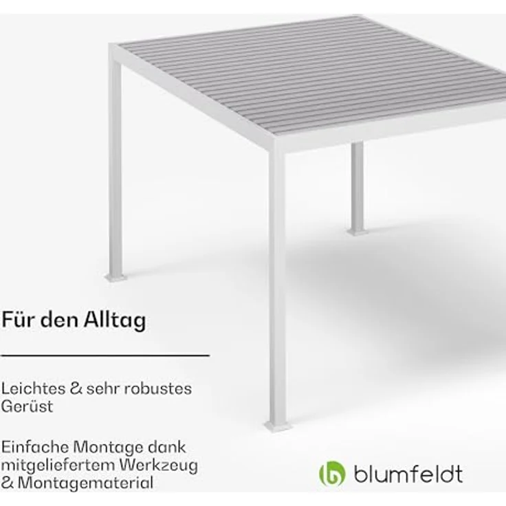 blumfeldt LuminaHaven Pavillon 3x4 m, Lamellen-Stahldach mit Kurbel, wetterfest, UV-Schutz 50+, Aluminiumrahmen, Gartenzelt für Outdoor mit Sonnen- & Regenschutz – Bild 6