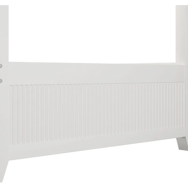 CHICFURN Bett aus Massivholz und MDF Weiß 90x200 cm mit Himmelrahmen und Lamellen-Optik – Bild 7