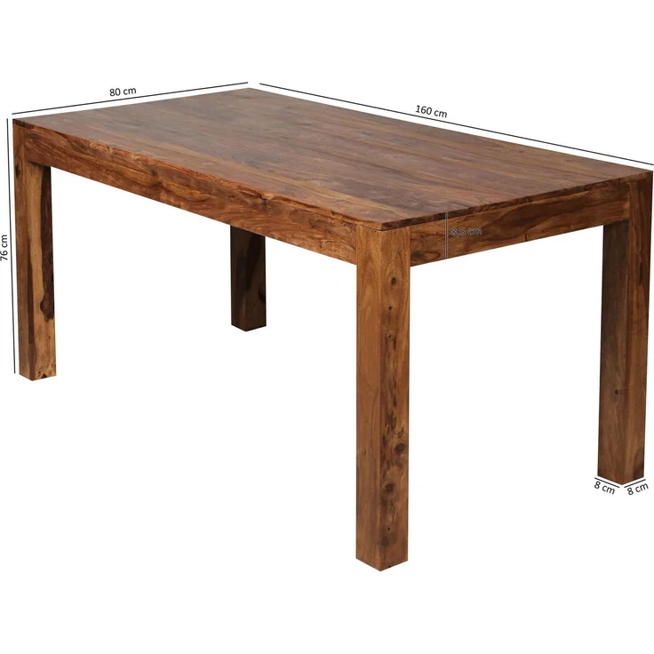 Esszimmertisch Mumbai 160x80x76cm Sheesham Massivholz Rechteckig Schlicht – Bild 4
