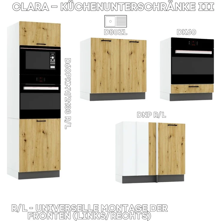 Küchenunterschrank 79 cm - Artisan Eiche und Aschegrau - Eckküchenschrank - ohne Arbeitsplatte - Soft-Close-System – Bild 6