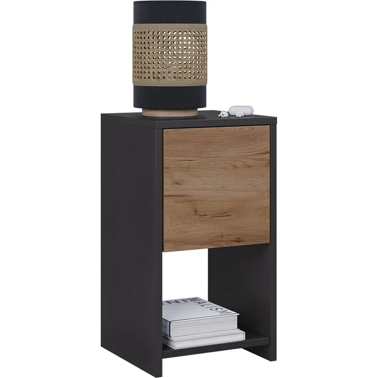 Nachttisch Evo Anthrazit/Goldkraft Eiche 30 x 55 cm mit Schublade Vicco – Bild 5