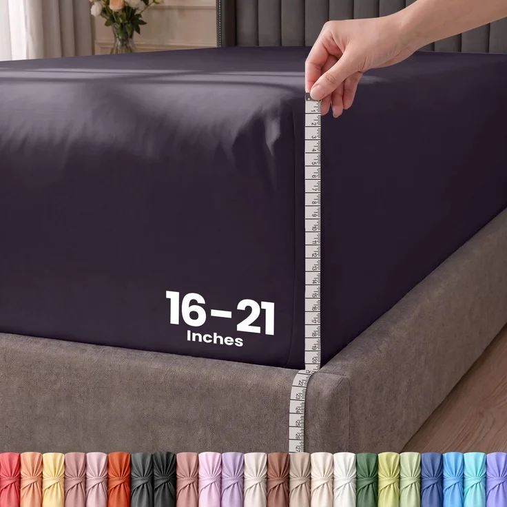 Utopia Bedding Queensize-Spannbetttuch mit extra tiefen Taschen, passend für Matratzen bis zu 53,3 cm, schrumpf- und farbbeständig, pflegeleicht, nur 1 Spannbetttuch mit tiefen Taschen, Lila