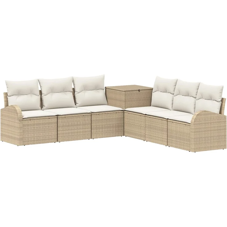 vidaXL Sofa Set 7 stk. Beige und Cremeweiß Polyrattan und Stahl 3448708 – Bild 2