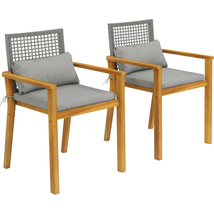 Set mit 2 stapelbaren Gartenstühlen aus Akazienholz mit Kissen, 59.0×55.0×86.0cm, Color Legno, MELAYR – Bild 1