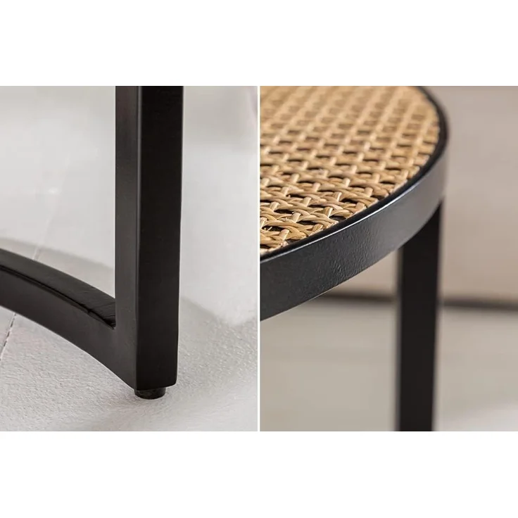 riess-ambiente Couchtisch VIENNA LOUNGE Ø70cm natur / schwarz (Set, 2-St), Wohnzimmer · Massivholz · Metall · rund · Rattan · Wiener Geflecht – Bild 9