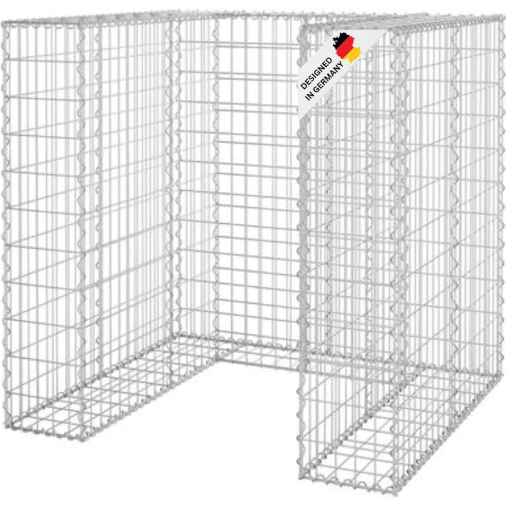 DELUKE® 1er Gabionen Mülltonnenbox ESOL 110x110x100cmMülltonnenverkleidung für 1 Tonne Gabionenwand Müllbox aus Steinen Mülltonnenschutz – Bild 1