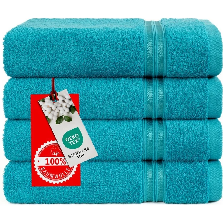 HAMMETEX Handtuch Set 4er Set Handtücher 50x100 cm, 100% Baumwolle, Weich & Saugstark, Frottier (Set, 4-St), mit Bordüre, einfarbig, weich – Bild 3