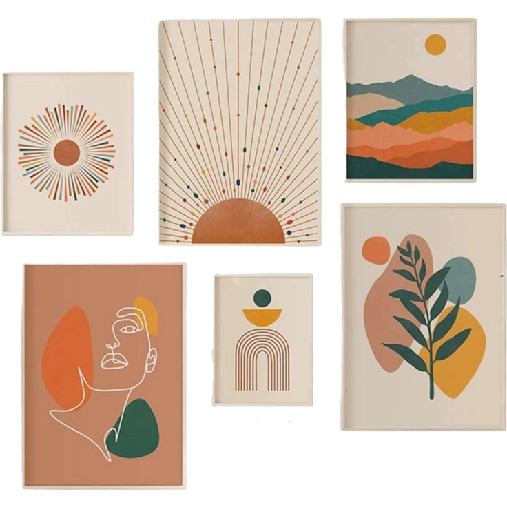 Abstrakte Boho Poster · Terrakotta & Grün · Minimalistische Wandbilder · Modernes Wohnambiente · ohne Rahmen - D / 10 x 15 cm