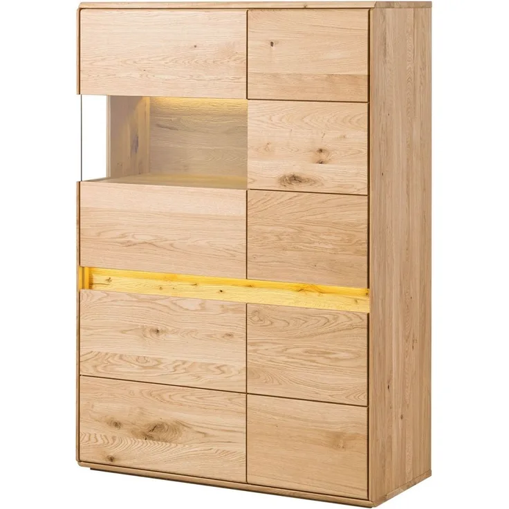 Highboard Wildeiche inkl. LED 103x43,5x152 natur geölt CARDIFF #121