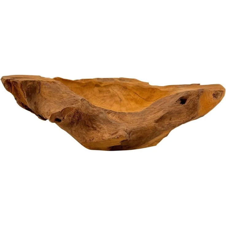 Online-Fuchs Dekoschale XL aus Teakholz, Obstschale - Dekoration für Wohnzimmer & Küche (jede Schale ein Unikat, 40 bis 45 cm groß), massives Teakholz, rustikaler Charme, Natur durch und durch – Bild 4