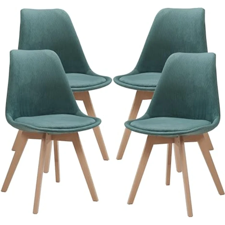 Esszimmerstuhl Fläten 4er Set Cord Dunkelgrün [en. casa] – Bild 2