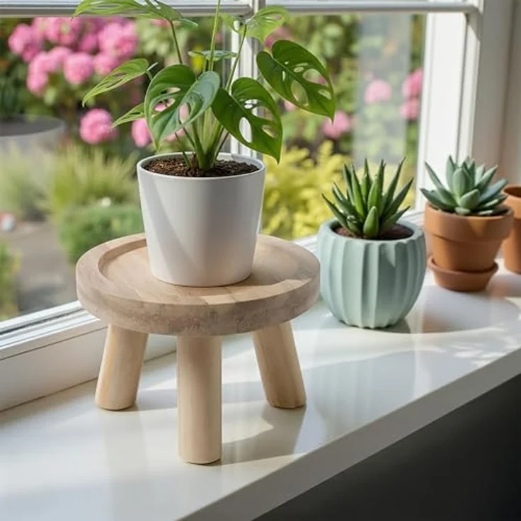 Spetebo Blumenhocker rund natur mit 3 Beinen - Ø 20 cm (Anzahl, 1 St, Stück), Stabiler Stand auf 3 Beinen – Bild 7