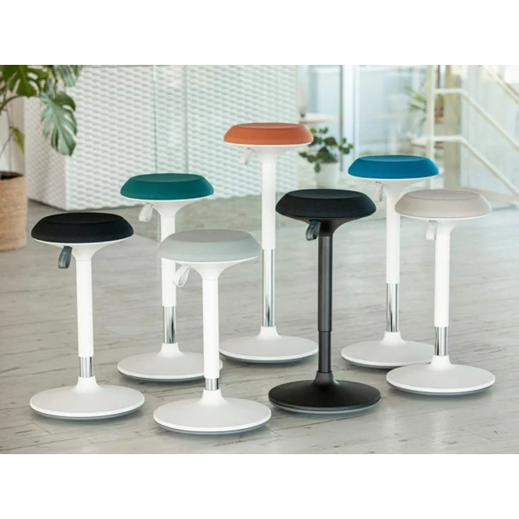 Ergotopia 'Dykó I' Sitz-Stehhocker mit Schwingeffekt, 360° drehbar, höhenverstellbar 57–83 cm, Grau / Weiß – Bild 6