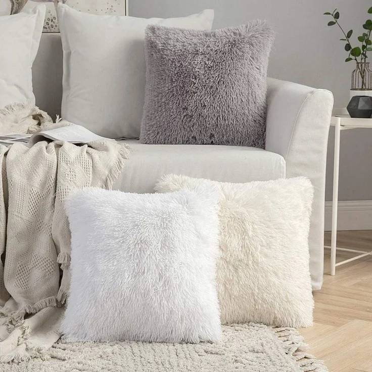 Fyrove Kissenbezüge Kissenbezug 2er Set Kissenhülle,Kissenbezüge mit Reißverschluss, Superweiches Flauschig Dekokissen Sofakissen Kopfkissenbezug – Bild 2