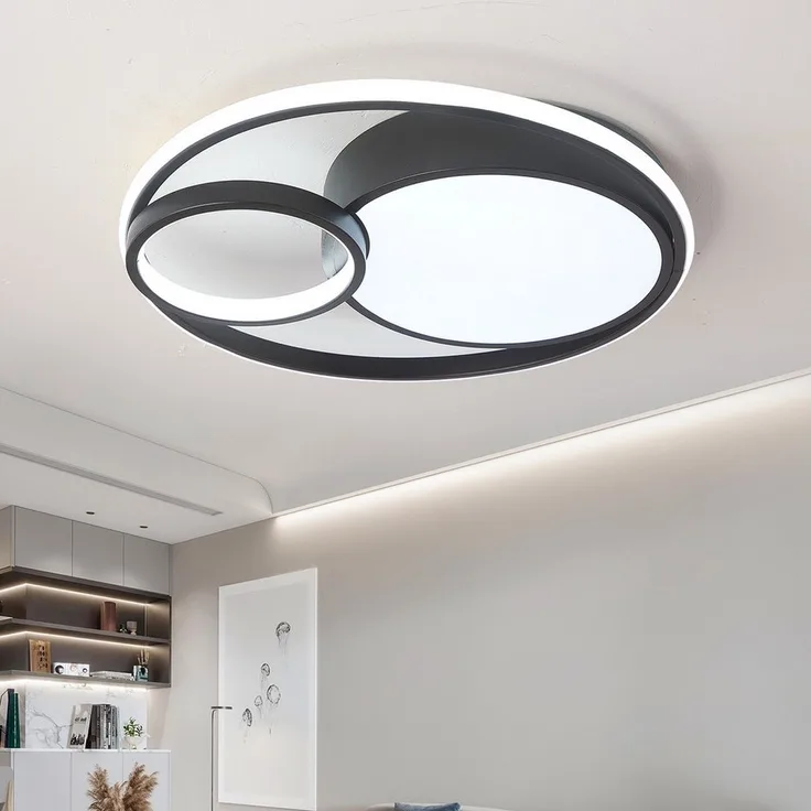 style home LED Deckenleuchte Deckenlampe, dimmbar mit Fernbedienung, 55W, Runde, 50*8,5cm, LED fest integriert, einstellbar von Warmweiß bis kaltweiß, Lampe für Wohnzimmer Schlafzimmer Büro Küche