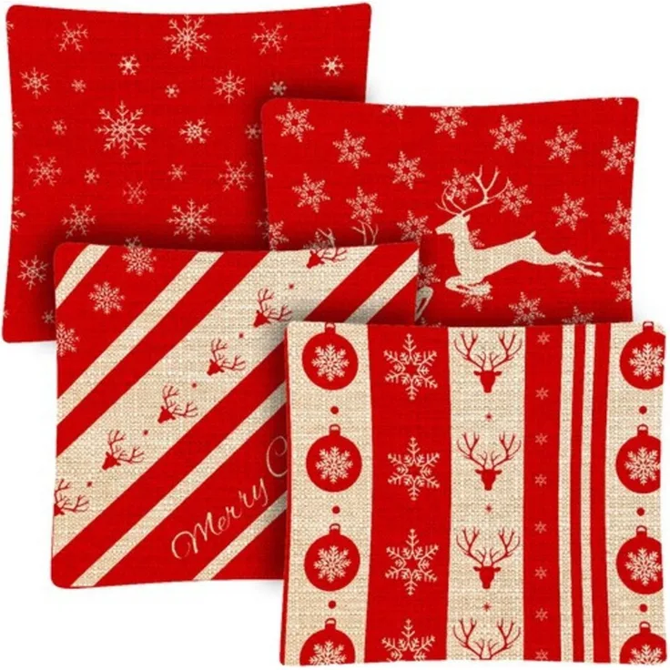 Ruhhy Kissenbezug Weihnachtsbezug Kissen, (4 Stück), ideal für Sofa, Sessel oder als stimmige Weihnachtsdeko
