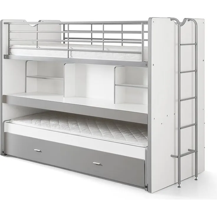 Hochbett Kalinda 222x102x161 Holzwerkstoff+Metall Weiß/Grau