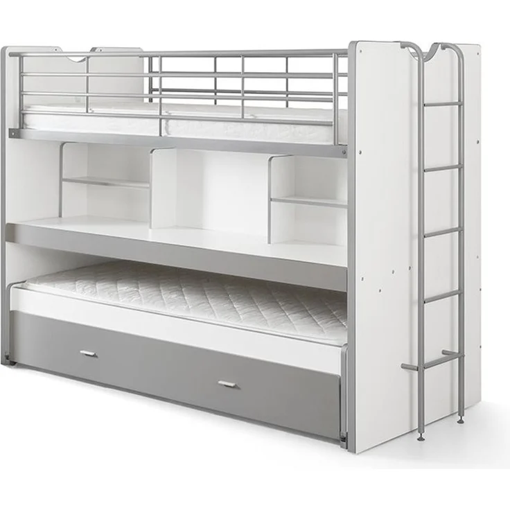 Hochbett Kalinda 222x102x161 Holzwerkstoff+Metall Weiß/Grau – Bild 1