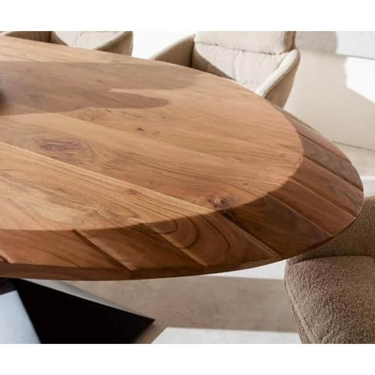 Esstisch Aithon 240x105 cm Akazie Braun Metallgestell Schwarz Oval – Bild 7