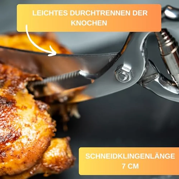 Thiru Geflügelschere Premium Küchenschere mit Federmechanismus für Rechts- und Linkshänder, (1-tlg), Federmechanismus, für Rechts- & Linkshänder, Aufbewahrungshülle – Bild 6