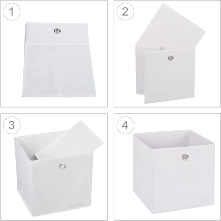 4 x Aufbewahrungsbox Stoff weiß 10031277 – Bild 6