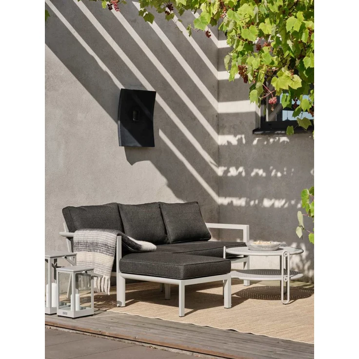 Gartenecksofa Delia mit Kissen aus Aluminium und Olefin-Stoff, skandinavischer Stil, hellgrau, für 3-4 Personen – Bild 3
