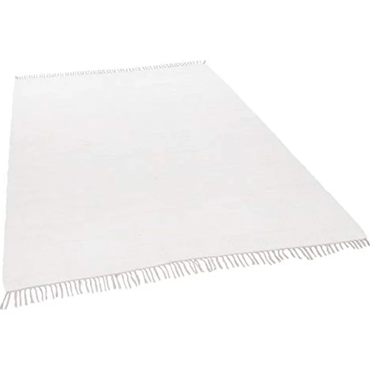 THEKO Teppich Happy Cotton, rechteckig, Höhe: 5 mm, Handweb Teppich, Flachgewebe, reine Baumwolle, handgewebt, mit Fransen – Bild 2