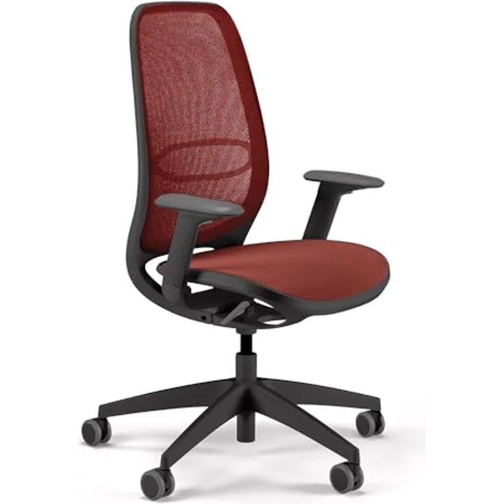 Sedus se:air Ergonomischer Drehstuhl, Bürostuhl, Kunststoff mit Rezyklat-Anteil, 100% Recyclingfähig, Rot,Schwarz, 42-55cm, bis 130kg Belastbar – Bild 1
