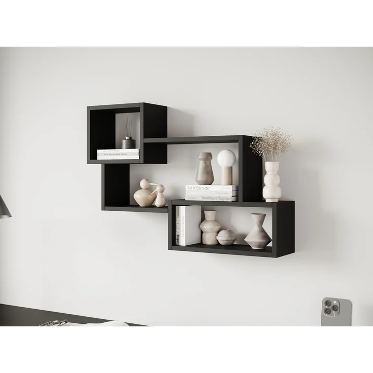 Wandregal Trio 005, Farbe: Schwarzer Graphit – Bild 2