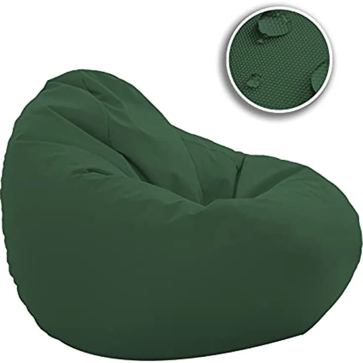HomeIdeal - Sitzsack XXL Bodenkissen für Erwachsene & Kinder - Geeignet für Gaming oder Entspannen - Indoor wie Outdoor da er Wasserfest ist - mit EPS Perlen, Farbe:Dunkelgrün, Größe:XXL – Bild 4