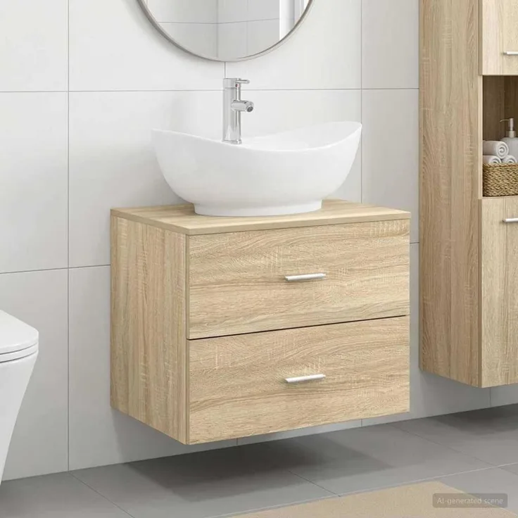 vidaXL Waschbeckenschrank Sonoma-Eiche 62,5 x 44,5 x 80 cm 3404400