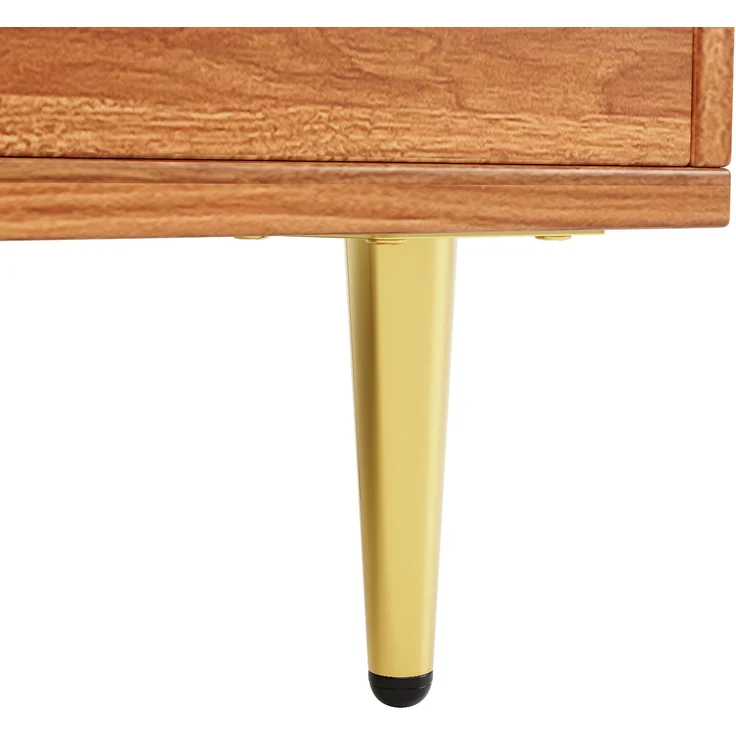 Restaurant-Hochschrank (145 x 39 x 171 cm), modernes und schlichtes Design, mit Changhong-Glastür, Weinglasregal, mehrschichtigem Stauraum, Holzstruktur und Golddekoration, geeignet für Restaurants--Walnussbraun--145x39x171cm--YOUDENOVA – Bild 8