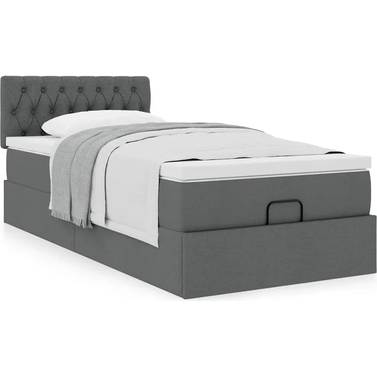 vidaXL Ottoman-Bett mit Matratze Dunkelgrau 90x200 cm Stoff 3311512 – Bild 11