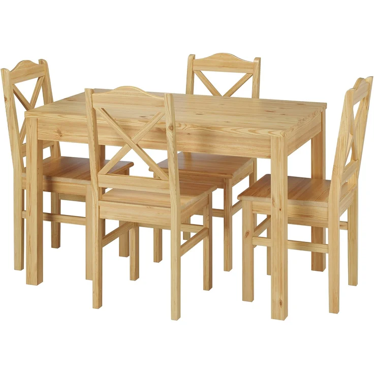 Esszimmergarnituren mit Tisch und 4 Stühle Kiefer Massivholz natur 90.70-51 A-Set 20 – Bild 1
