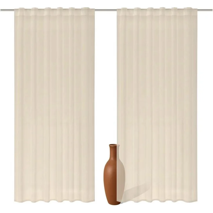 2er Set Schlaufenschal Voile sand 245cm transparent - Höhe (cm): 245, Farbe: Sand