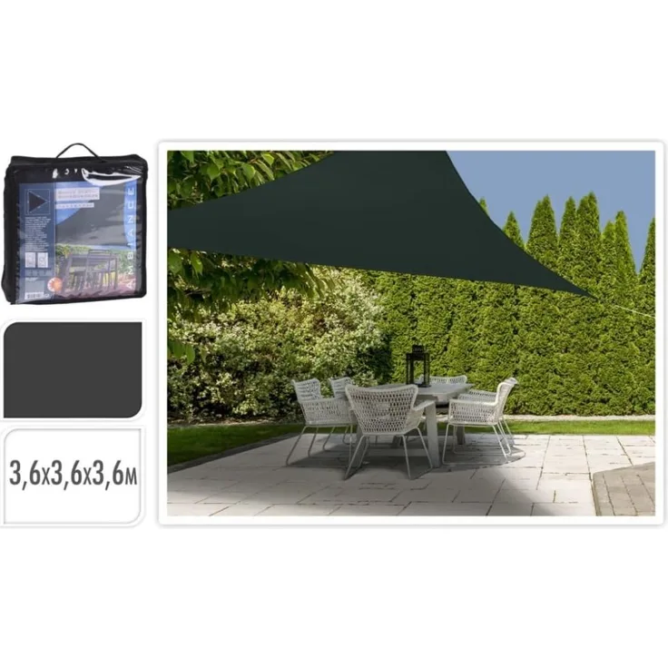 ProGarden Sonnensegel 3,6 x 3,6 x 3,6 m Dunkelgrau Dreieckig