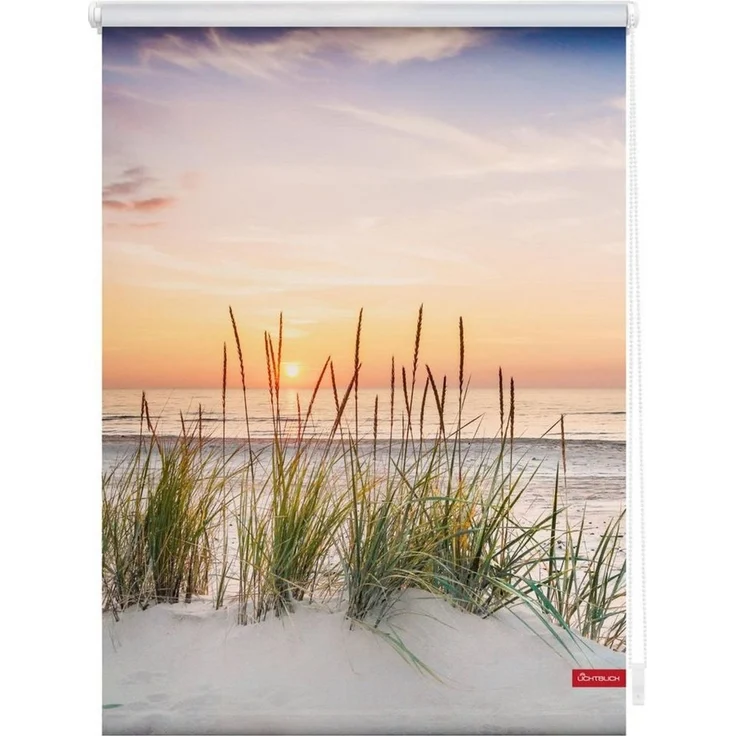 Seitenzugrollo Rollo Klemmfix, ohne Bohren, blickdicht, Nordseestrand - Rot Weiß, LICHTBLICK ORIGINAL, blickdicht, freihängend, Klemmfix, 150x90 cm (LxB) – Bild 1