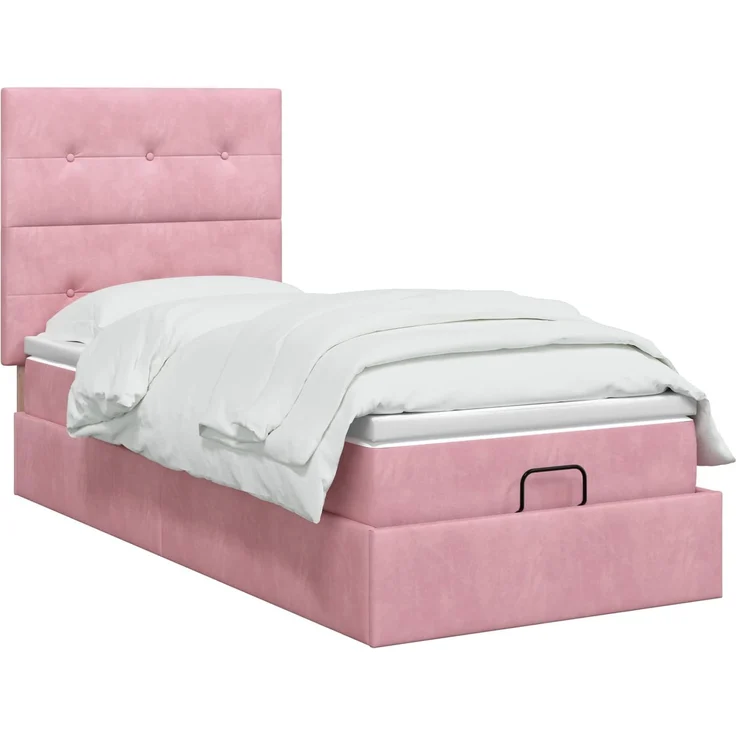 vidaXL Ottoman-Bett mit Matratze und LED Rosa 90 x 190 cm Samt 3458276 – Bild 3