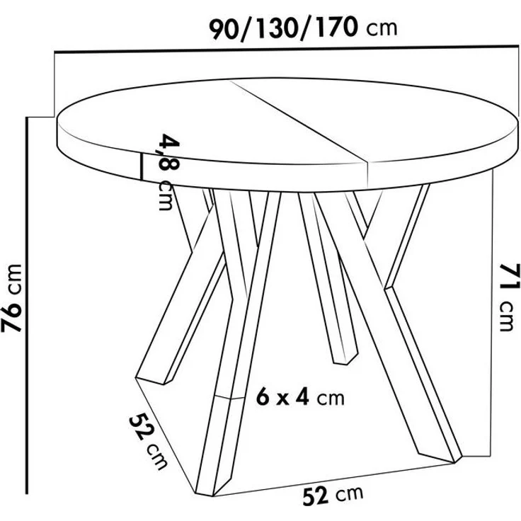WFL GROUP Esstisch Twixy (erhältlich in 3 Größen – 90/100/100 cm, ausziehbar auf 170/150/200 cm), platzsparender Tisch für kleine Küche, Esszimmer oder Wohnzimmer – Bild 2