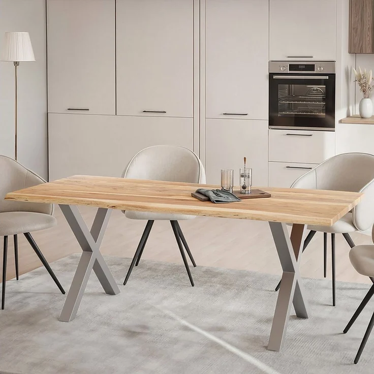 Liadomo Baumkantentisch Diala, Esstisch, Esszimmertisch, Massivholztisch, natürliche Baumkante, wählbare Größen und Metallgestelle – Bild 3