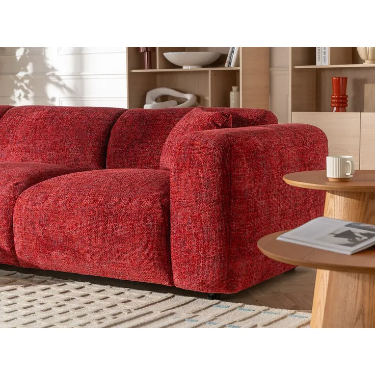 Vente-unique - POGNI Sofa StoffStoff Rot - B 165 cm x H 73 cm x L 280 cm – Bild 4
