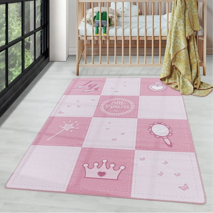 Carpettex Kinderteppich Prinzessin-Design, Rechteckig, Höhe: 7 mm, Teppich Kinderzimmer Prinzessin-Design Rutschfest Waschbar – Bild 1